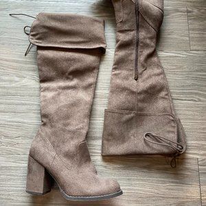 SO Women's Faux Suede Knee High Boots